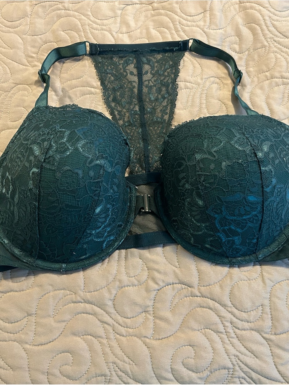 Victoria's Secret Deep Teal Lace Racerback Push-Up Bra